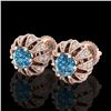 Image 1 : 2.01 CTW Fancy Intense Blue Diamond Art Deco Stud Earrings 18K Rose Gold - REF-210M9H - 37734