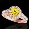 Image 1 : 2 CTW Certified Si/I Fancy Intense Yellow Diamond Solitaire Halo Ring 10K Rose Gold - REF-236K4W - 3