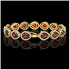 Image 2 : 17.45 CTW Garnet & Diamond Halo Bracelet 10K Yellow Gold - REF-283H5A - 41281
