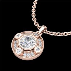 1.01 CTW VS/SI Diamond Solitaire Art Deco Stud Necklace 18K Rose Gold - REF-221Y8K - 36984