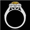 Image 2 : 2 CTW Certified Si/I Fancy Intense Yellow Diamond Solitaire Halo Ring 10K White Gold - REF-199T5M - 