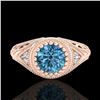 Image 2 : 1.07 CTW Fancy Intense Blue Diamond Solitaire Art Deco Ring 18K Rose Gold - REF-200X2T - 37475