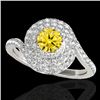 Image 1 : 1.86 CTW Certified Si/I Fancy Intense Yellow Diamond Solitaire Halo Ring 10K White Gold - REF-245F5N
