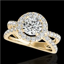 2.01 CTW H-SI/I Certified Diamond Solitaire Halo Ring 10K Yellow Gold - REF-209X3T - 34027