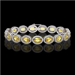 20.36 CTW Fancy Citrine & Diamond Halo Bracelet 10K White Gold - REF-246F8N - 40643