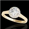 Image 1 : 1.11 CTW H-SI/I Certified Diamond Solitaire Halo Ring 10K Yellow Gold - REF-167H3A - 33816