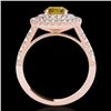 Image 2 : 3 CTW Certified Si/I Fancy Intense Yellow Diamond Solitaire Halo Ring 10K Rose Gold - REF-388T2M - 3