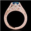 Image 2 : 1.25 CTW Si Certified Blue Diamond Solitaire Antique Ring 10K Rose Gold - REF-167W3F - 34690