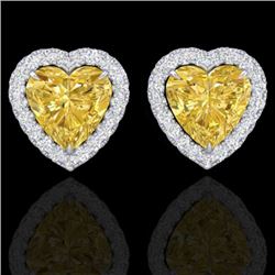 2 CTW Citrine & Micro Pave VS/SI Diamond Earrings Heart Halo 14K White Gold - REF-42A4X - 21202
