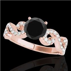 1.4 CTW Certified VS Black Diamond Solitaire Ring 10K Rose Gold - REF-65A6X - 35245