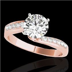 1.15 CTW H-SI/I Certified Diamond Bypass Solitaire Ring 10K Rose Gold - REF-178Y2K - 35064