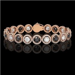 13.96 CTW Black & White Diamond Designer Bracelet 18K Rose Gold - REF-1428X2T - 42609