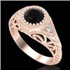 Image 1 : 1.07 CTW Fancy Black Diamond Solitaire Engagement Art Deco Ring 18K Rose Gold - REF-72K5W - 37472