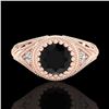 Image 2 : 1.07 CTW Fancy Black Diamond Solitaire Engagement Art Deco Ring 18K Rose Gold - REF-72K5W - 37472
