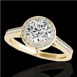 1.33 CTW H-SI/I Certified Diamond Solitaire Halo Ring 10K Yellow Gold - REF-174F5N - 33510