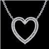 Image 1 : 2 CTW VS/SI Diamond Double Heart Halo Designer Necklace 14K White Gold - REF-134A8X - 20481
