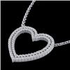 Image 2 : 2 CTW VS/SI Diamond Double Heart Halo Designer Necklace 14K White Gold - REF-134A8X - 20481