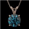 Image 1 : 1.50 CTW Certified Intense Blue SI Diamond Solitaire Necklace 10K Rose Gold - REF-202H5A - 33227