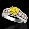 Image 1 : 1.45 CTW Certified Si Intense Yellow Diamond Solitaire Ring 10K White & Rose Gold - REF-174N5Y - 352