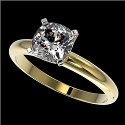 1.25 CTW Certified VS/SI Quality Cushion Cut Diamond Solitaire Ring 10K Yellow Gold - REF-372A3X - 3