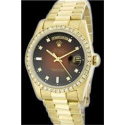 Rolex Men's 18K Yellow President, QuickSet, Diamond Dial & Diamond Bezel - REF-1391W7H