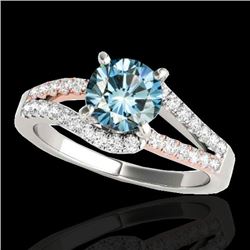 1.4 CTW Si Certified Fancy Blue Diamond Solitaire Ring 10K White & Rose Gold - REF-176F4N - 35299