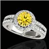 Image 1 : 1.5 CTW Certified Si/I Fancy Intense Yellow Diamond Solitaire Halo Ring 10K White Gold - REF-180A2X 