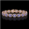 Image 1 : 21.35 CTW Tanzanite & Diamond Halo Bracelet 10K Rose Gold - REF-353H6A - 40611