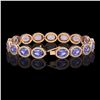 Image 2 : 21.35 CTW Tanzanite & Diamond Halo Bracelet 10K Rose Gold - REF-353H6A - 40611