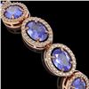 Image 4 : 21.35 CTW Tanzanite & Diamond Halo Bracelet 10K Rose Gold - REF-353H6A - 40611