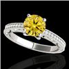 Image 1 : 1.25 CTW Certified Si Intense Yellow Diamond Solitaire Antique Ring 10K White Gold - REF-163H6A - 34