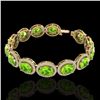 Image 2 : 27 CTW Peridot & Micro Pave VS/SI Diamond Bracelet 10K Yellow Gold - REF-409F3N - 22694