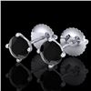 Image 1 : 1.01 CTW Fancy Black Diamond Solitaire Art Deco Stud Earrings 18K White Gold - REF-40W2F - 38227