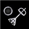 Image 4 : 1.01 CTW Fancy Black Diamond Solitaire Art Deco Stud Earrings 18K White Gold - REF-40W2F - 38227