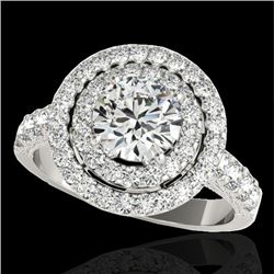 3 CTW H-SI/I Certified Diamond Solitaire Halo Ring 10K White Gold - REF-428M9H - 34220