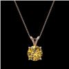 Image 4 : 1.50 CTW Certified Intense Yellow SI Diamond Solitaire Necklace 10K Rose Gold - REF-285H2A - 33229