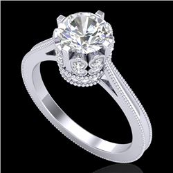 1.5 CTW VS/SI Diamond Art Deco Ring 18K White Gold - REF-399N3Y - 36830