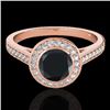 Image 1 : 1.3 CTW Certified VS Black Diamond Solitaire Halo Ring 10K Rose Gold - REF-65Y8K - 33629
