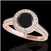 Image 2 : 1.3 CTW Certified VS Black Diamond Solitaire Halo Ring 10K Rose Gold - REF-65Y8K - 33629