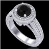 Image 1 : 2.8 CTW Fancy Black Diamond Solitaire Engagement Art Deco Ring 18K White Gold - REF-236H4A - 38003