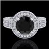 Image 2 : 2.8 CTW Fancy Black Diamond Solitaire Engagement Art Deco Ring 18K White Gold - REF-236H4A - 38003