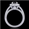 Image 4 : 2.8 CTW Fancy Black Diamond Solitaire Engagement Art Deco Ring 18K White Gold - REF-236H4A - 38003