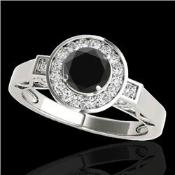 1.75 CTW Certified VS Black Diamond Solitaire Halo Ring 10K White Gold - REF-72W2F - 34579