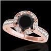 Image 1 : 1.5 CTW Certified VS Black Diamond Solitaire Halo Ring 10K Rose Gold - REF-77M3H - 34233