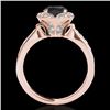 Image 2 : 1.5 CTW Certified VS Black Diamond Solitaire Halo Ring 10K Rose Gold - REF-77M3H - 34233