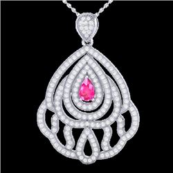 2 CTW Pink Sapphire & Micro Pave VS/SI Diamond Designer Necklace 18K White Gold - REF-178T2M - 21267