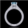Image 4 : 1 CTW Intense Blue Diamond Solitaire Engagement Art Deco Ring 18K White Gold - REF-200M2H - 37572