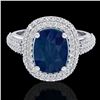 3.50 CTW Sapphire & Micro Pave VS/SI Diamond Halo Ring 18K White Gold - REF-143A6X - 20723