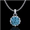 0.85 CTW Fancy Intense Blue Diamond Solitaire Art Deco Necklace 18K White Gold - REF-90T9M - 37369