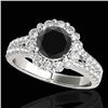 2.51 CTW Certified VS Black Diamond Solitaire Halo Ring 10K White Gold - REF-111F3N - 33943